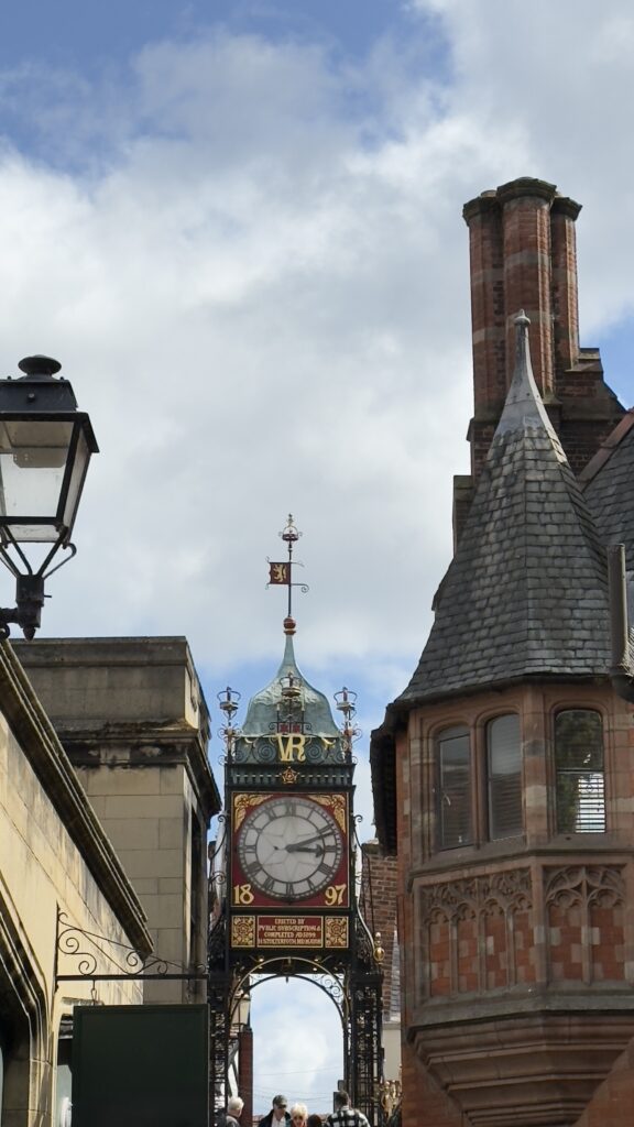 Architectural branding inspiration from Chester's Eastgate Clock, used in OOA Creative's visual research for heritage-infused luxury identities. 